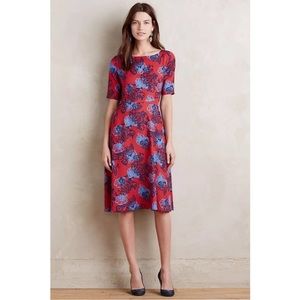 Anthropologie HD in Paris Theodora Floral Midi Dress in Red Sz 14